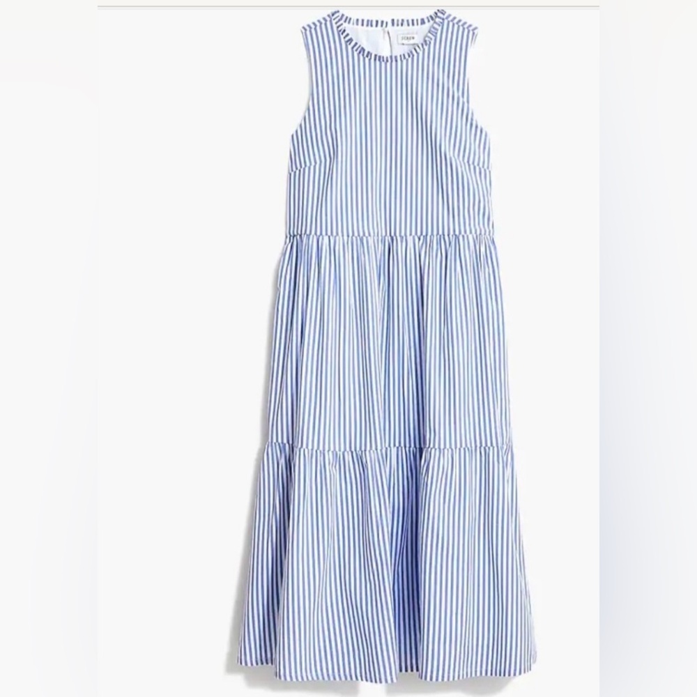 J. Crew Blue and White Striped Midi Dress